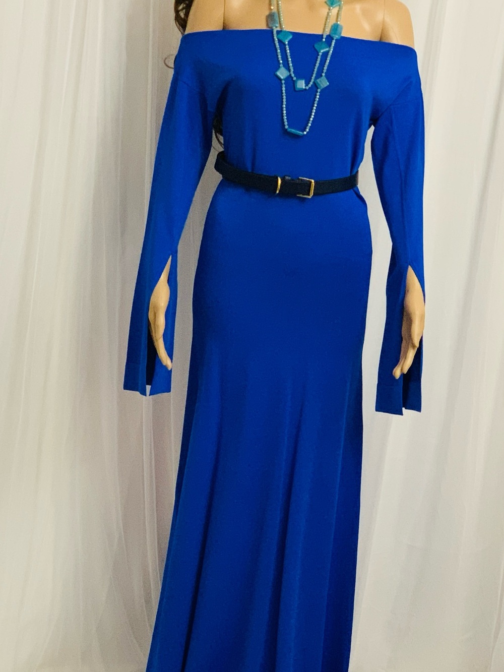By Malene Birger Cobalt Blue Cold-Shoulder Maxi Dress